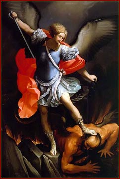 Se trabó un gran combate en el cielo: Miguel y sus ángeles luchaban contra el drag6n. (Apocalipsis, 12, 7)
